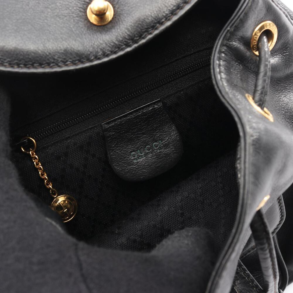 Gucci Bamboo Drawstring Backpack Rucksack Leather Black - Picture 4 of 10